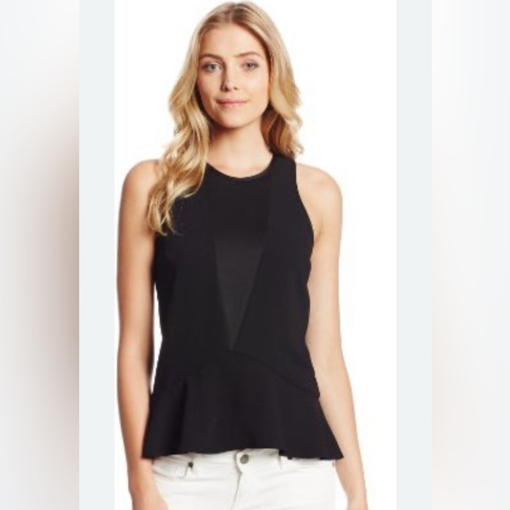 Black Sleeveless Peplum Top by TRINIA TURK